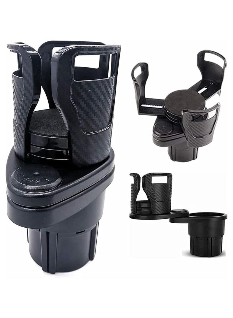 Generic Car Cup Holder Adjustable, Dual Cup Holder, 2-in-1 Drink Holder, 360-Degree Rotating Bottle Holder for Hot and Cold Drinks, Compatible with Most Cars - Universal Cup Holder for Cars, Center Console Bottle Holder, Adjustable Cup Holder - Cup Holder for Cars - Mug and Water Bottle Holder for Cars - Large Car Cup Holder for Bottles - Car Cup Holder for Various Drink Cans, Coffee Cups, and Tea Cups - Image 1