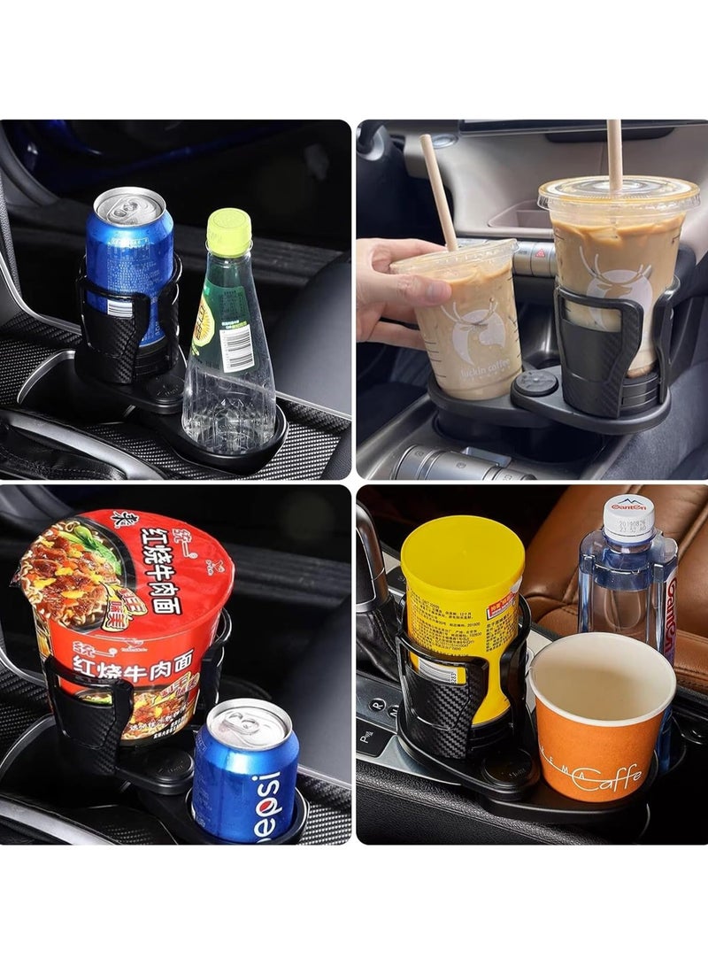 Generic Car Cup Holder Adjustable, Dual Cup Holder, 2-in-1 Drink Holder, 360-Degree Rotating Bottle Holder for Hot and Cold Drinks, Compatible with Most Cars - Universal Cup Holder for Cars, Center Console Bottle Holder, Adjustable Cup Holder - Cup Holder for Cars - Mug and Water Bottle Holder for Cars - Large Car Cup Holder for Bottles - Car Cup Holder for Various Drink Cans, Coffee Cups, and Tea Cups - Image 2