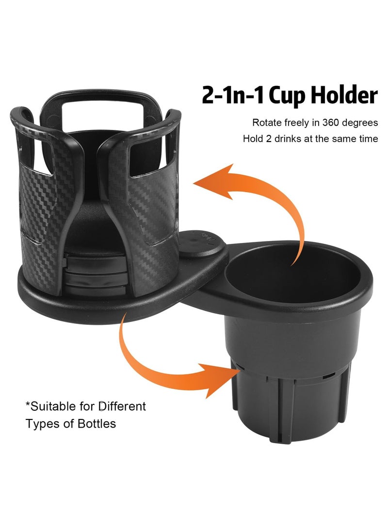 Generic Car Cup Holder Adjustable, Dual Cup Holder, 2-in-1 Drink Holder, 360-Degree Rotating Bottle Holder for Hot and Cold Drinks, Compatible with Most Cars - Universal Cup Holder for Cars, Center Console Bottle Holder, Adjustable Cup Holder - Cup Holder for Cars - Mug and Water Bottle Holder for Cars - Large Car Cup Holder for Bottles - Car Cup Holder for Various Drink Cans, Coffee Cups, and Tea Cups - Image 4