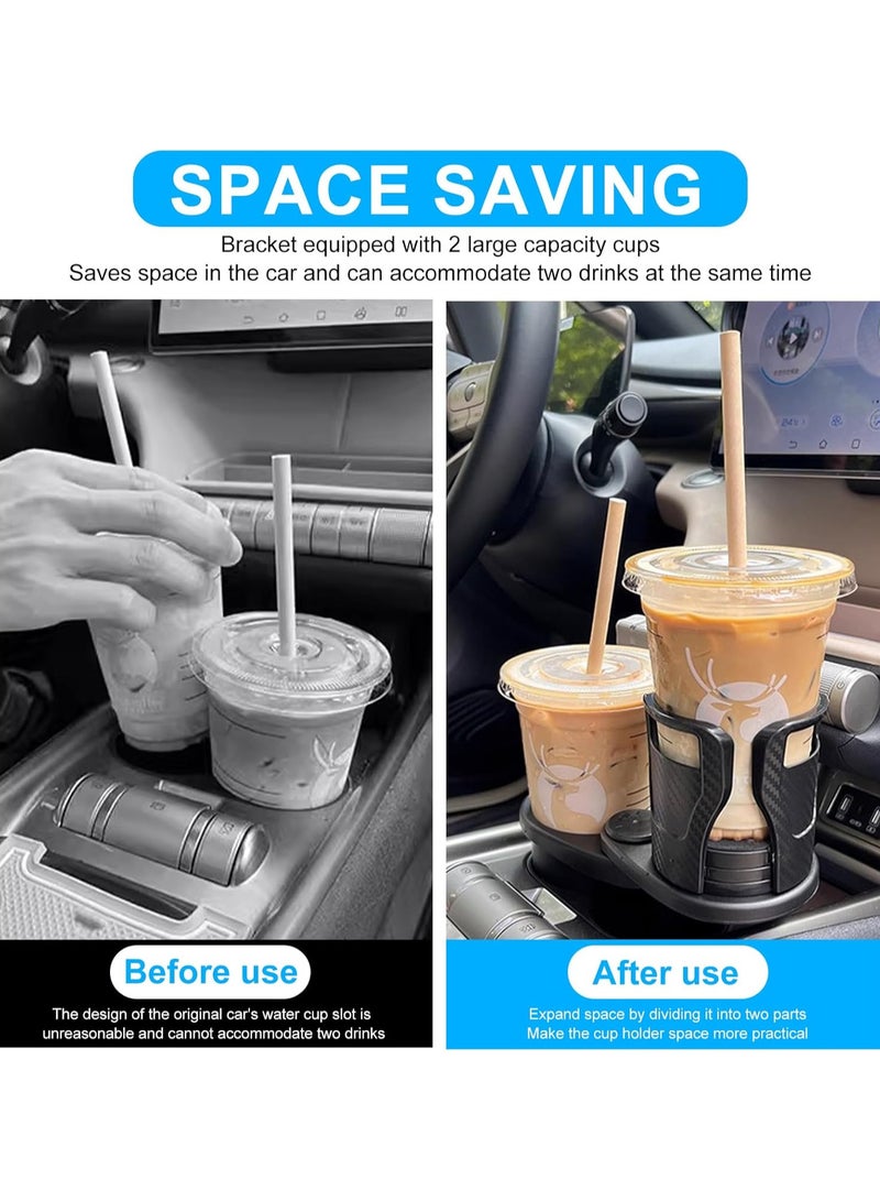 Car Cup Holder Adjustable, Dual Cup Holder, 2-in-1 Drink Holder, 360-Degree Rotating Bottle Holder for Hot and Cold Drinks, Compatible with Most Cars - Universal Cup Holder for Cars, Center Console Bottle Holder, Adjustable Cup Holder - Cup Holder for Cars - Mug and Water Bottle Holder for Cars - Large Car Cup Holder for Bottles - Car Cup Holder for Various Drink Cans, Coffee Cups, and Tea Cups - Image 2