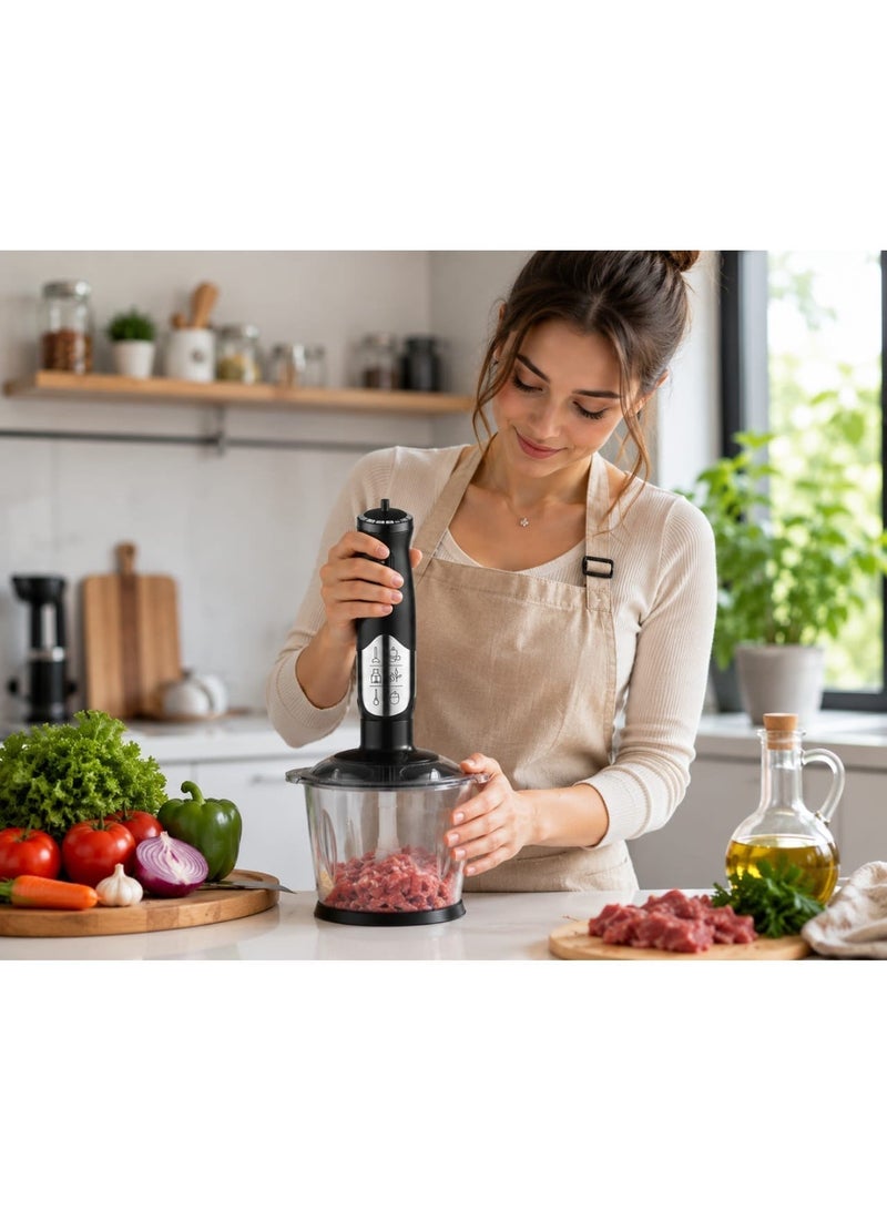 800W 2-in-1 Hand Blender - 2L Stainless Steel Chopper - Hand Blender for Kitchen with Whisk - Two Speeds for Chopping and Grinding - Image 2