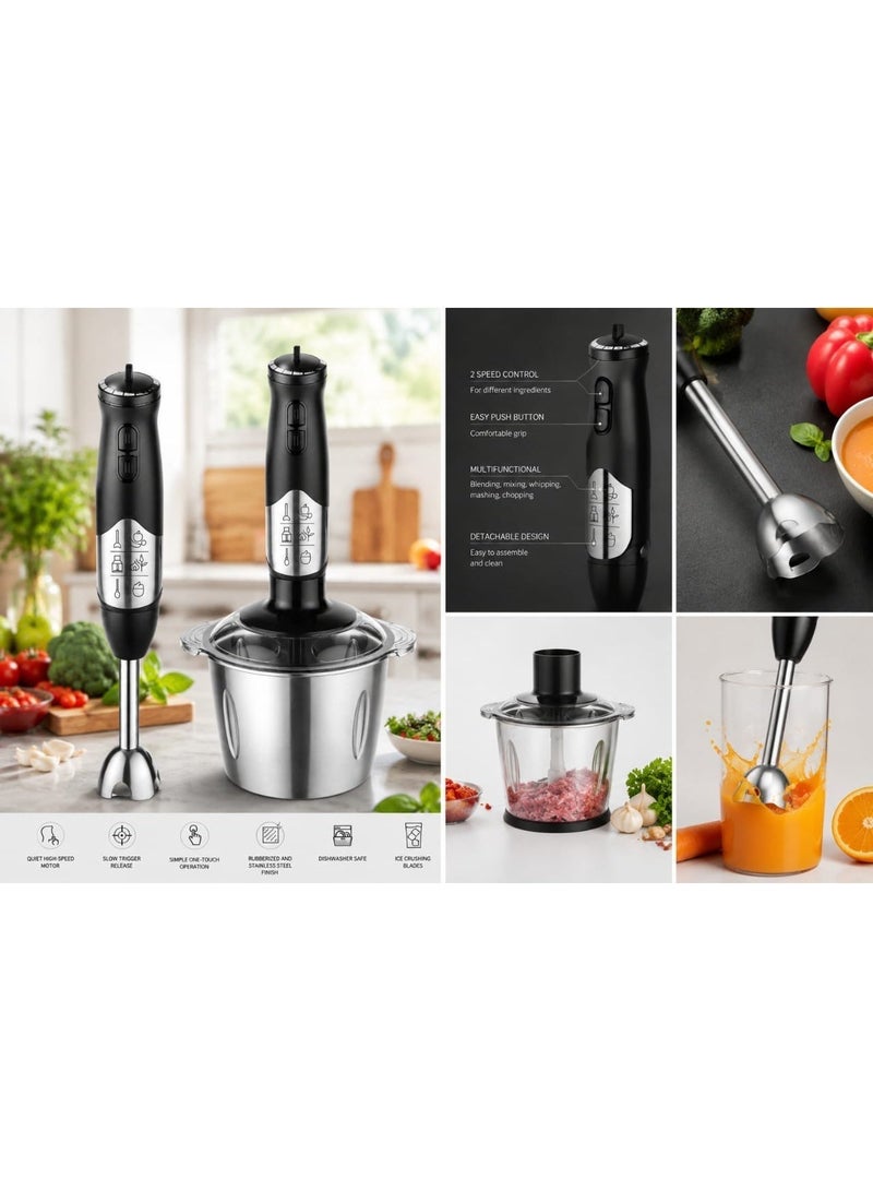 800W 2-in-1 Hand Blender - 2L Stainless Steel Chopper - Hand Blender for Kitchen with Whisk - Two Speeds for Chopping and Grinding - Image 4