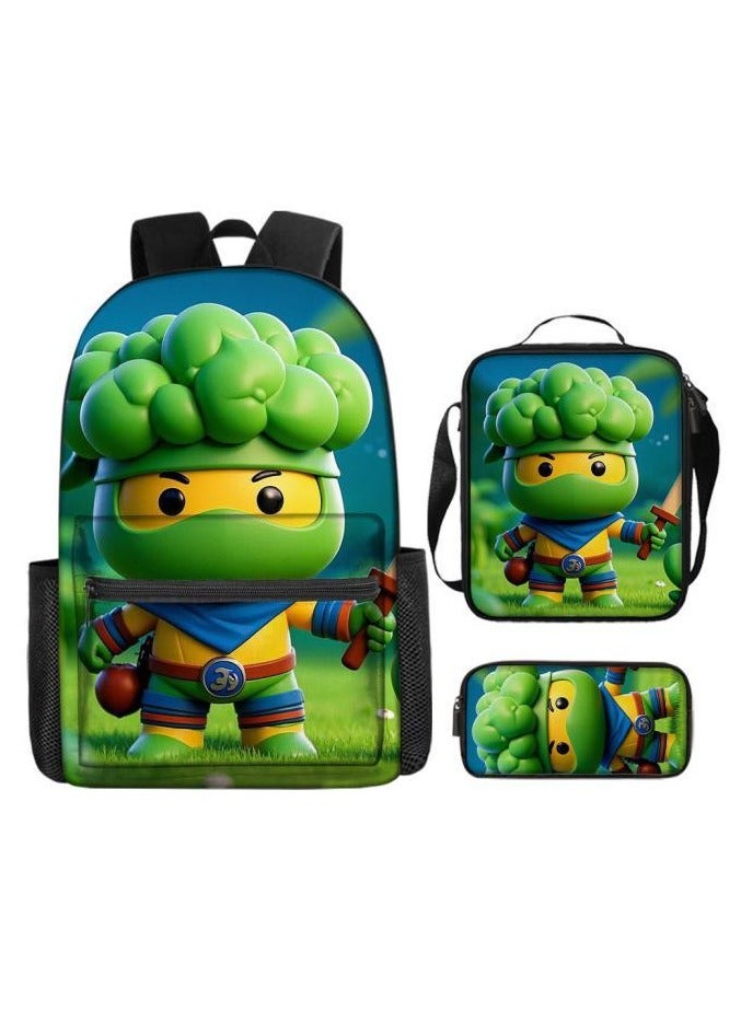 Cartoon three-piece schoolbag with zipper - 5