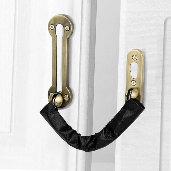 Homeware Studio Chain Lock for Main DoorDoor Chain for Secure HomeDoor Chain Strong Door Security Stainless Steel with Rubber Grip Matt 1 Antique Gold - Image 2