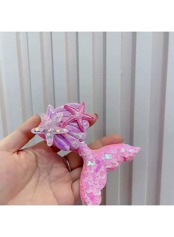 Samyak Pack Of 8 Pcs Mermaid Hair Clips Seashell Cute Alligator Hair Pins Barrettes Sequined Starfish Headwear For Babies Kids Girls - Image 4