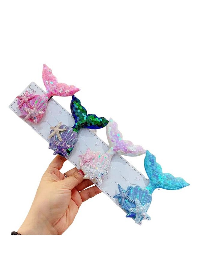 Samyak Pack Of 8 Pcs Mermaid Hair Clips Seashell Cute Alligator Hair Pins Barrettes Sequined Starfish Headwear For Babies Kids Girls - Image 2