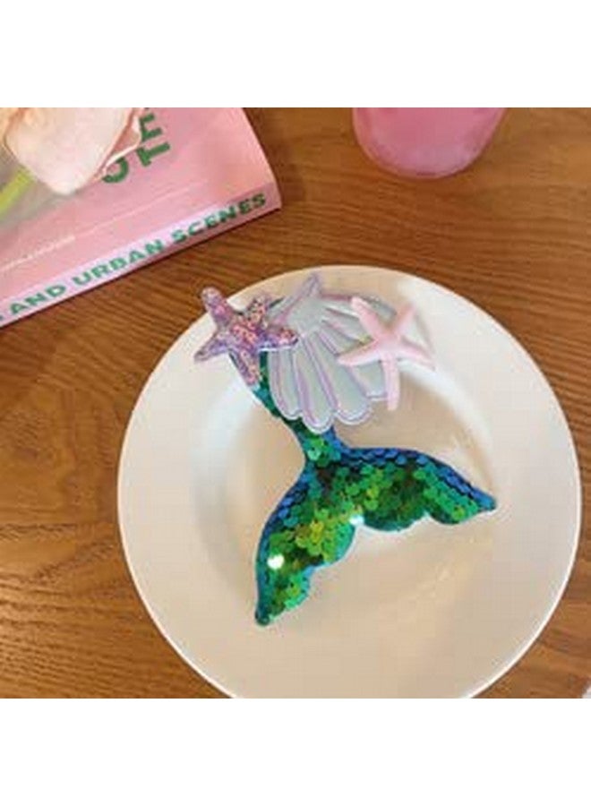 Samyak Pack Of 8 Pcs Mermaid Hair Clips Seashell Cute Alligator Hair Pins Barrettes Sequined Starfish Headwear For Babies Kids Girls - Image 5