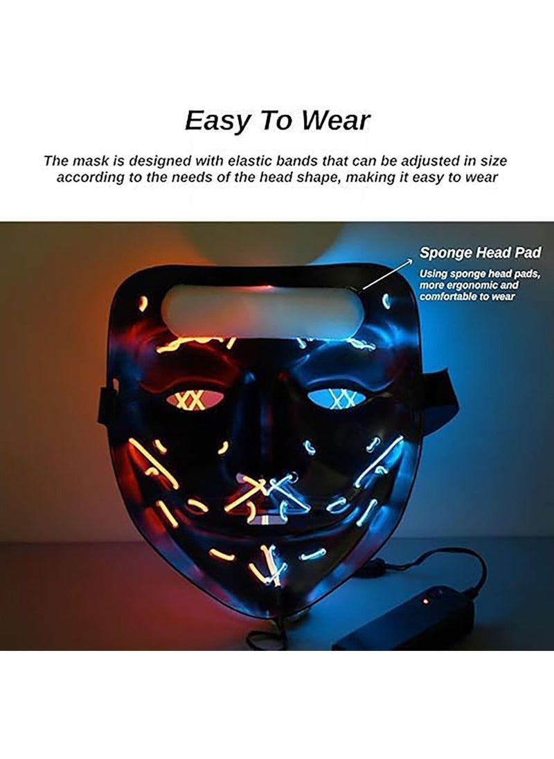 AUTOYSUR - LED Mask, LED Light up Mask Scary Mask for Festival Party, 2 colors Mask with 3 Light Modes - Image 1