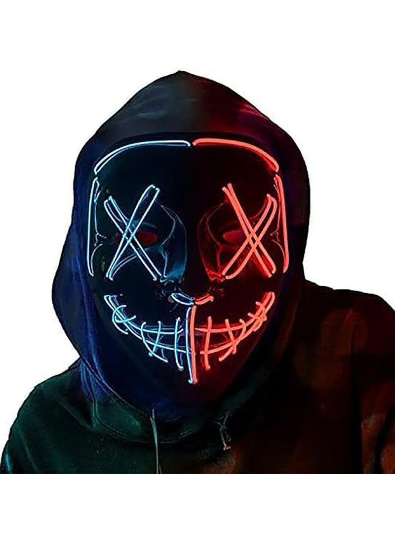 AUTOYSUR - LED Mask, LED Light up Mask Scary Mask for Festival Party, 2 colors Mask with 3 Light Modes - Image 1