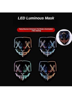 AUTOYSUR قناع LED، قناع LED مضيء، قناع مخيف لحفلات المهرجانات، قناع بلونين مع 3 أوضاع إضاءة  - Image 5