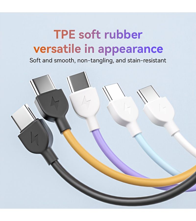 6 6.5 بوصة PD 60 واط شحن سريع كابل USB C إلى USB C أسود كابل نقل البيانات والشحن سلك تعليق محمول كابل شحن - Image 5