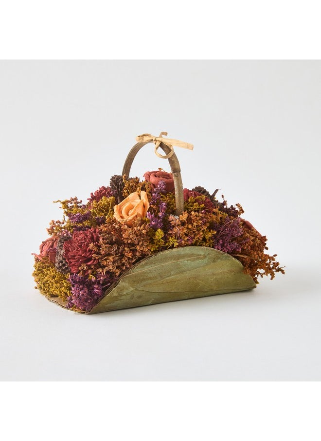 Home Box - Caven Mix Shola Arrangement in Half Moon Basket with Handle 21 x 12 x 14.5 cm - Image 1