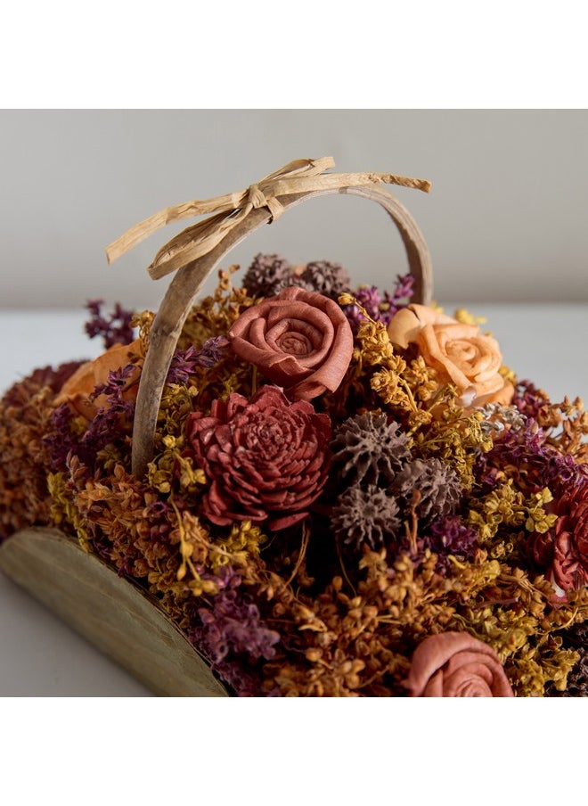 Home Box - Caven Mix Shola Arrangement in Half Moon Basket with Handle 21 x 12 x 14.5 cm - Image 1