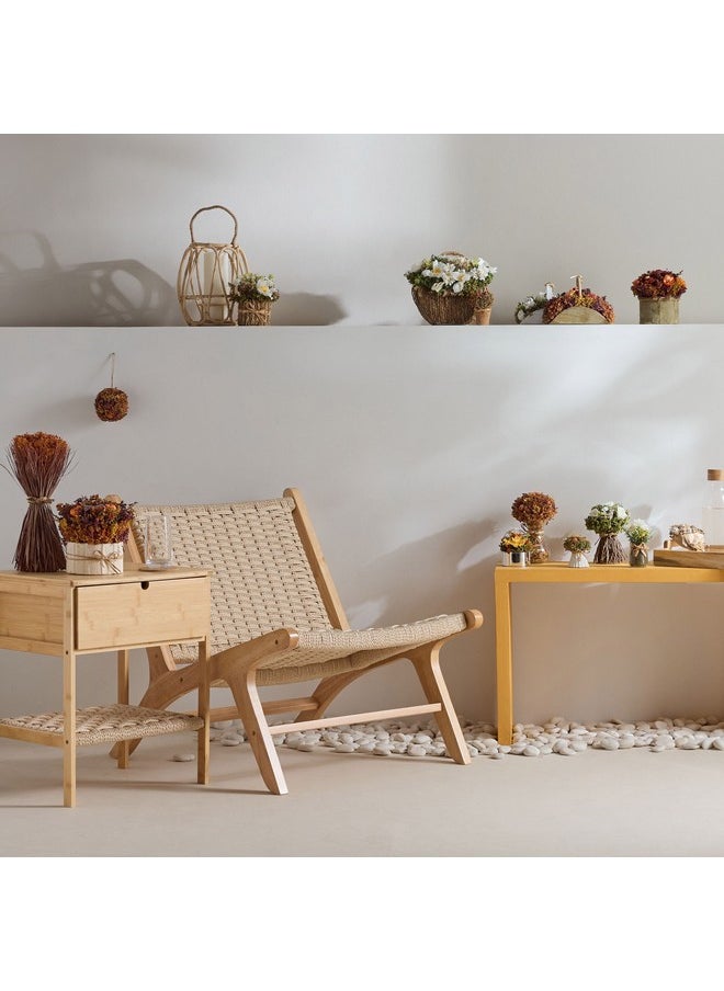 Home Box - Caven Mix Shola Arrangement in Half Moon Basket with Handle 21 x 12 x 14.5 cm - Image 1