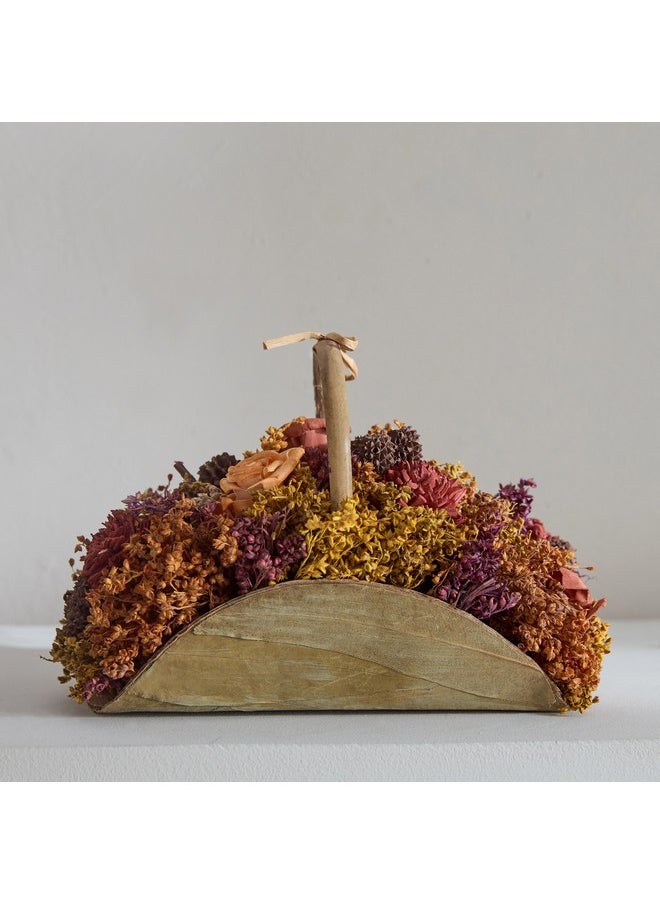 Home Box - Caven Mix Shola Arrangement in Half Moon Basket with Handle 21 x 12 x 14.5 cm - Image 1