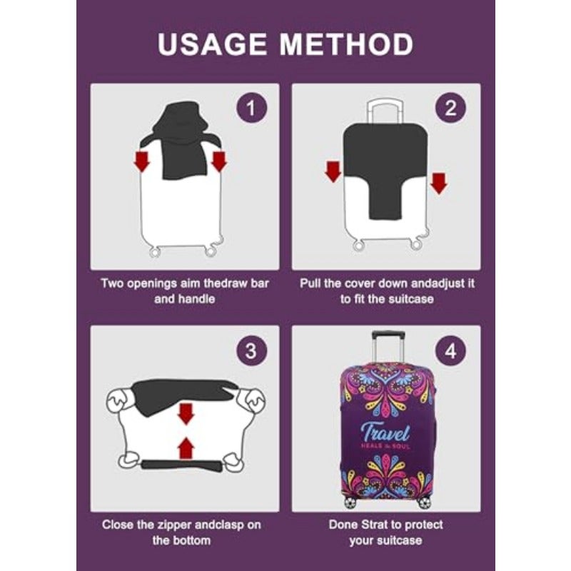 Homarket Travel Luggage Cover Protector18-32 Inch Washable Stretchable Elastic Luggage Cover Elasticated Bag Suitcase Protector for Travel - Image 5