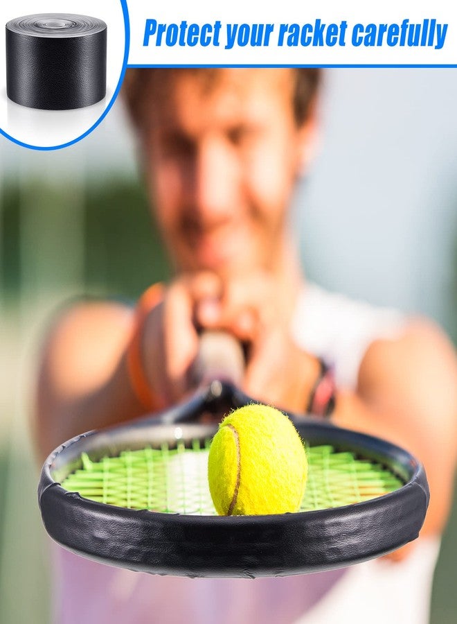 Deekin 2 Pieces Racket Protection Tape Racquet Head Guard for Tennis Practice Racquetball, 16.4' Roll(Black) - Image 4