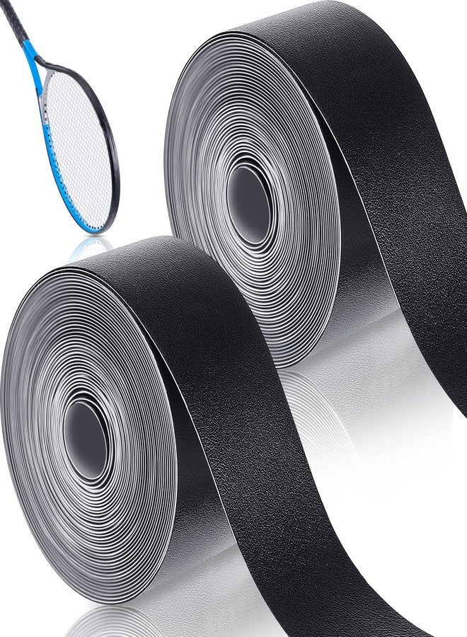 Deekin 2 Pieces Racket Protection Tape Racquet Head Guard for Tennis Practice Racquetball, 16.4' Roll(Black) - Image 1