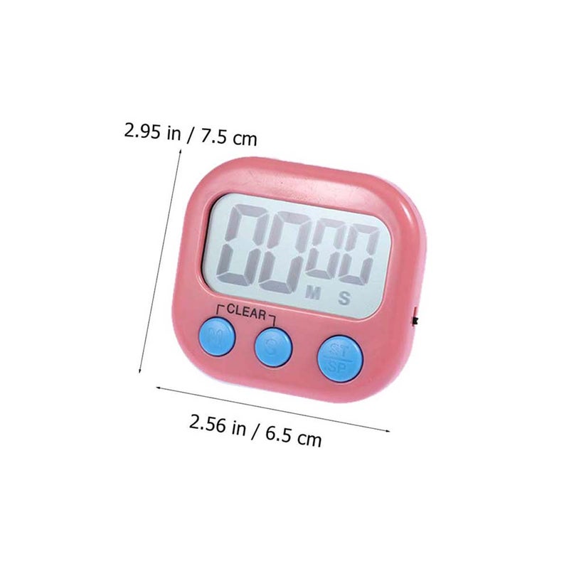 2pcs LCD Screen Digital Kitchen Cooking Timer Count Down Up Clock Loud Alarm Magnetic Ultra Thin Timing Device for Laboratory - No Battery (Pink) - Image 2