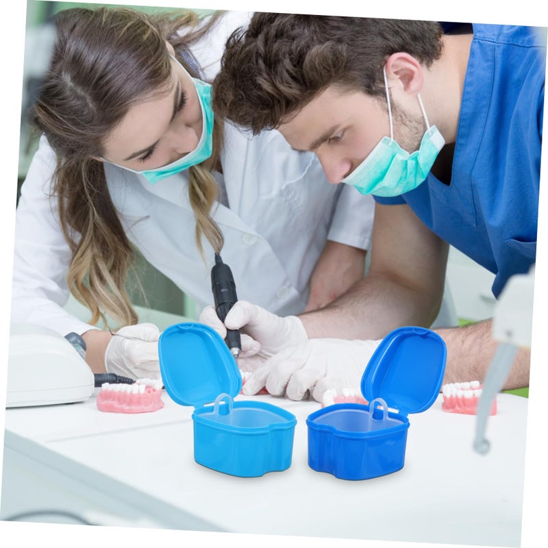 Portable Denture Case With Filter Layer Travel Organizer For False Teeth Retainers And Mouth Guards Blue - Image 5