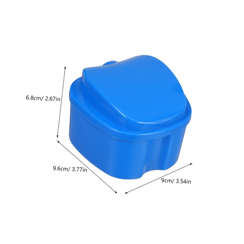Portable Denture Case With Filter Layer Travel Organizer For False Teeth Retainers And Mouth Guards Blue - Image 3