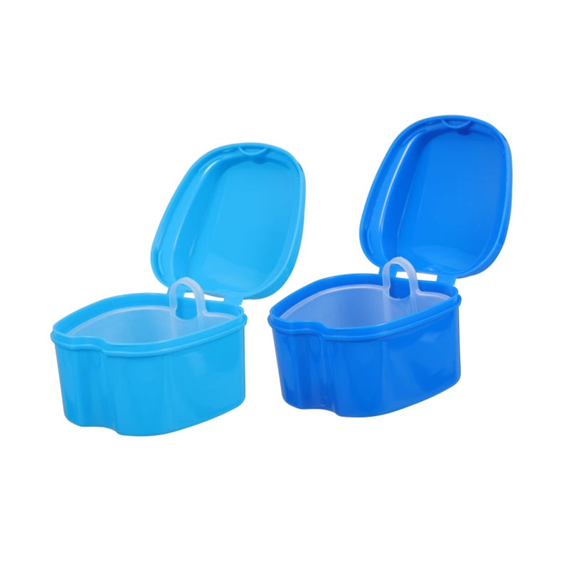 Portable Denture Case With Filter Layer Travel Organizer For False Teeth Retainers And Mouth Guards Blue - Image 2