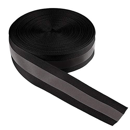 LLPT Reflective Ribbon Sew On Tape High Visibility 1” x 50 Ft Nylon Silver Florescent Safety Webbing for Warning Safety Trim Deco on Vest Belt Jacket Bag Pants Shoes Pet Wears Green(RRG150) - Image 1