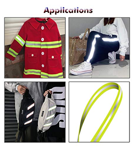 LLPT Reflective Ribbon Sew On Tape High Visibility 1” x 50 Ft Nylon Silver Florescent Safety Webbing for Warning Safety Trim Deco on Vest Belt Jacket Bag Pants Shoes Pet Wears Green(RRG150) - Image 2