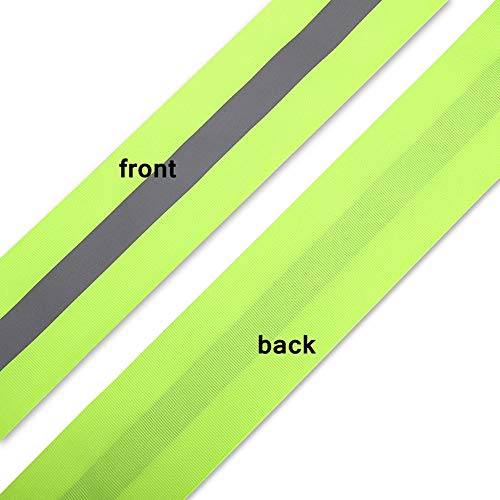 LLPT Reflective Ribbon Sew On Tape High Visibility 1” x 50 Ft Nylon Silver Florescent Safety Webbing for Warning Safety Trim Deco on Vest Belt Jacket Bag Pants Shoes Pet Wears Green(RRG150) - Image 4