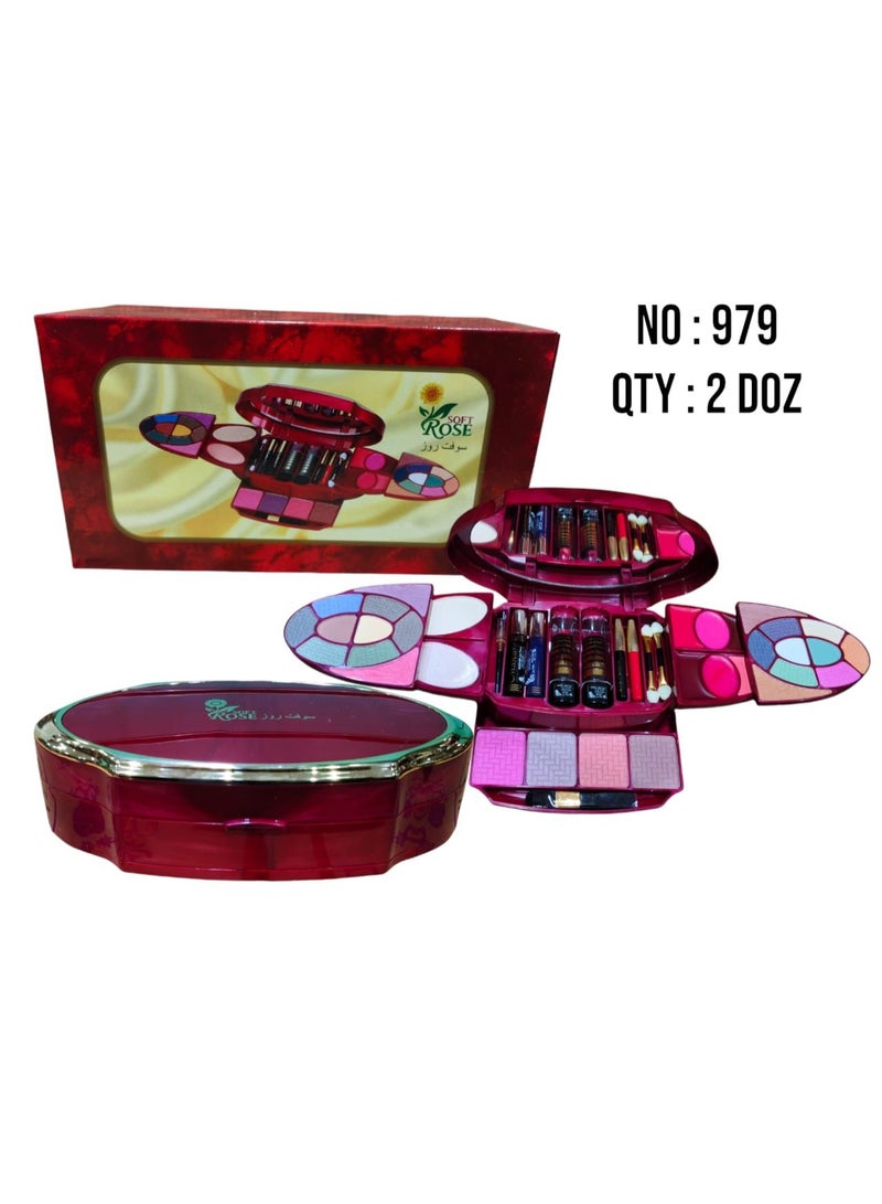 Soft multi-purpose red makeup set in one