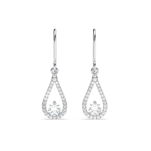 CLARA 925 Sterling Silver Teardrop Dangler Earrings | Platinum Plated, Swiss Zirconia | Gift for Women and Girls - Image 1