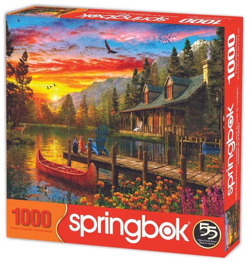 Springbok's 1000 Piece Jigsaw Puzzle Cabin Evening Sunset - Made in USA - Image 2