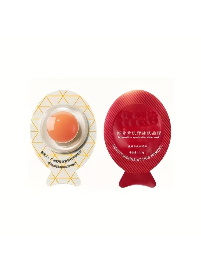 [5-Pack Mini Egg Facial Mask] Deep Hydration Light Beige Brightening Facial Sheet - Portable Travel Skincare Essentials for Radiant Glow - Image 1