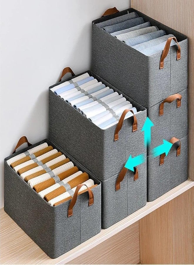 CoolZONE Grey Fabric Clothes Storage Basket | Foldable Wardrobe Organizer with Handles for Shirts, Pants, Jeans, Dresses & Sweaters | Durable Fabric Storage Box – 1 Pc - Image 5