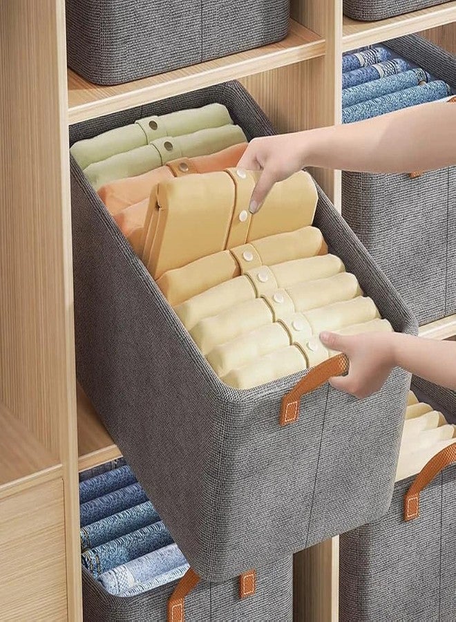 CoolZONE Grey Fabric Clothes Storage Basket | Foldable Wardrobe Organizer with Handles for Shirts, Pants, Jeans, Dresses & Sweaters | Durable Fabric Storage Box – 1 Pc - Image 3
