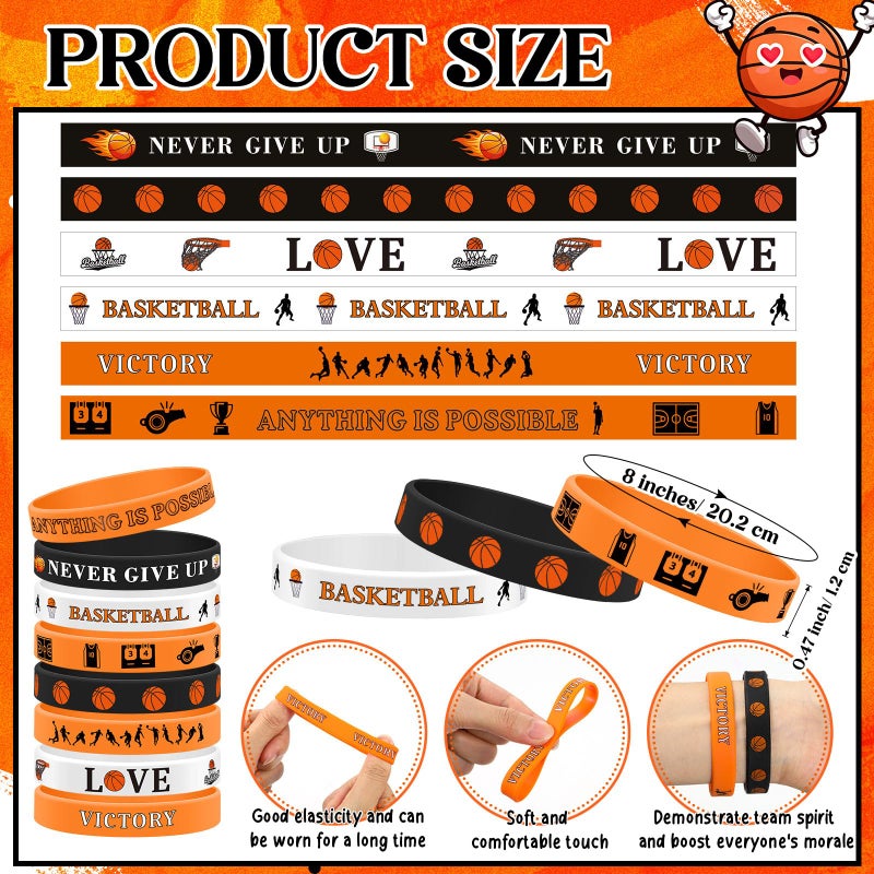 Chivertion 24 Set Basketball Valentines Gifts Include Basketball Valentines Cards Pens Sports Silicone Bracelet Stickers Exchange Gift Bulk Basketballs Party Favors for Valentine Goodie Bags Stuffers - Image 2