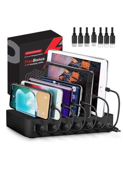 USB charging stand - 6 Port - fast charging station for multiple devices apple - Multi device charger Station - compatible with Apple iPad, iPhone and Android phones and tablets