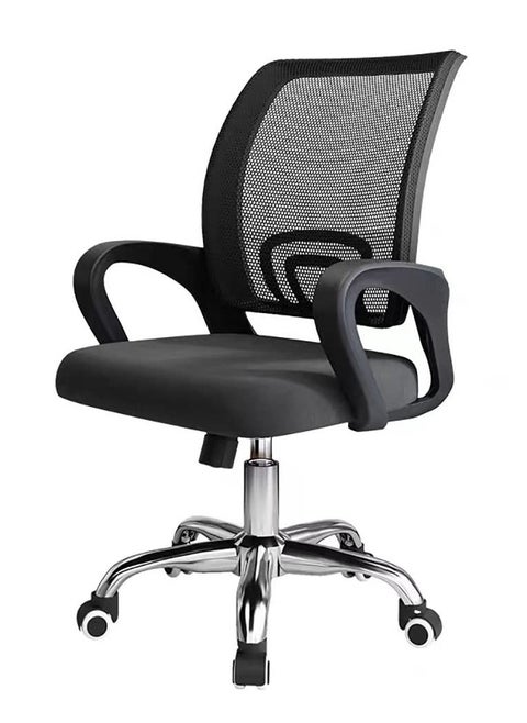 Office Chair Comfort Ergonomic Height Adjustable Desk with Lumbar Support Backrest Mesh with Armrests for Computer Workstation Home Office-Black