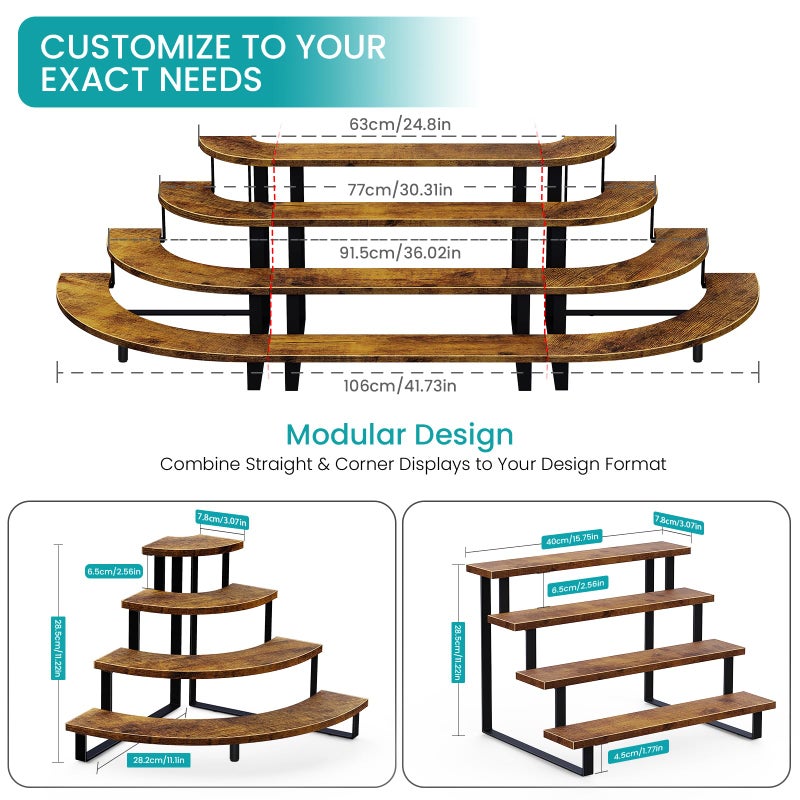 ELITEROO Wooden Display Riser Stand, Tiered Perfume and Cologne Organizer Stand, 4 Tier Spice Rack Organizer, Tabletop Display Shelf for Retail Vendor Events Craft Show Tumbler Candles, Straight - Image 3
