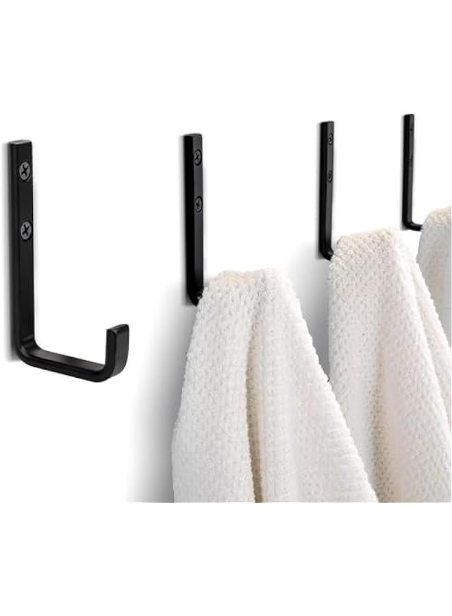 رينكس خطافات مناشف حمام أنيقة للتركيب على الحائط علاقات حائط معدنية متينة وسهلة التركيب موفرة لحامل المناشف الأسود غير اللامع 4 - Image 1