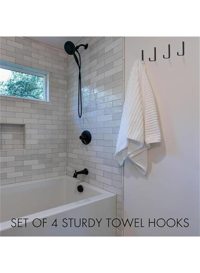 رينكس خطافات مناشف حمام أنيقة للتركيب على الحائط علاقات حائط معدنية متينة وسهلة التركيب موفرة لحامل المناشف الأسود غير اللامع 4 - Image 2