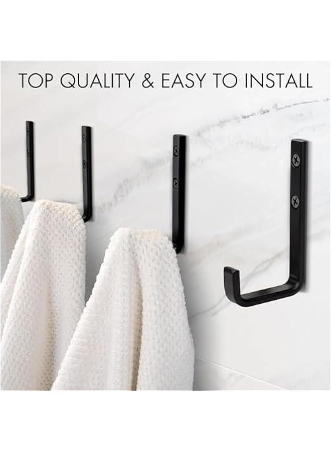 رينكس خطافات مناشف حمام أنيقة للتركيب على الحائط علاقات حائط معدنية متينة وسهلة التركيب موفرة لحامل المناشف الأسود غير اللامع 4 - Image 5