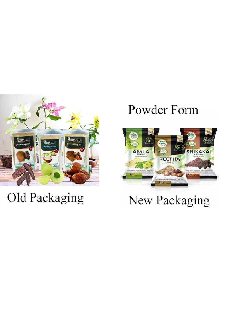 Online Quality Store Amla, Reetha, Shikakai Powder Combo Powder Pack For Hair R (Pack Of 3, Total 380G Pack), All Hair Type, Oily, Dry, Thick, Damaged, 3 Count - Image 3