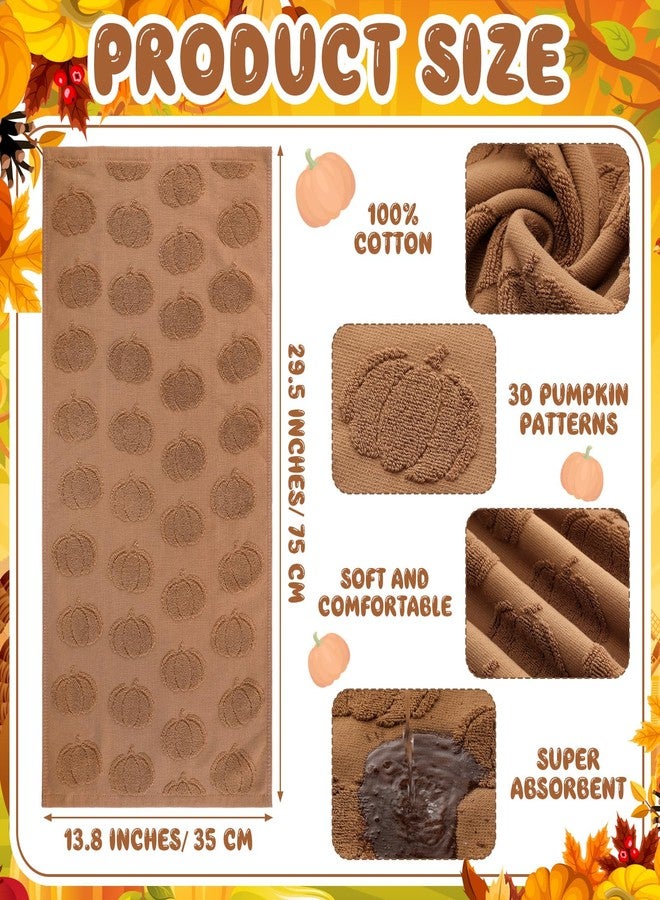 Mindsoft 2 Pcs 3D Brown Pumpkin Jacquard Fall Hand Towels for Bathroom Pumpkin Towels Thanksgiving 100% Cotton Soft Absorbent Decorative Weave Bathroom Decor Gift, 13.7 x 29.5 Inch - Image 3