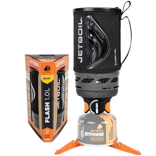 Jetboil Flash 1.0L Portable Fast Boil Stove for Camping and Backpacking with 1-Step Auto Ignition, New for 2025, Propane/Isobutane Burner with Cooking Cup, Carbon - Image 1