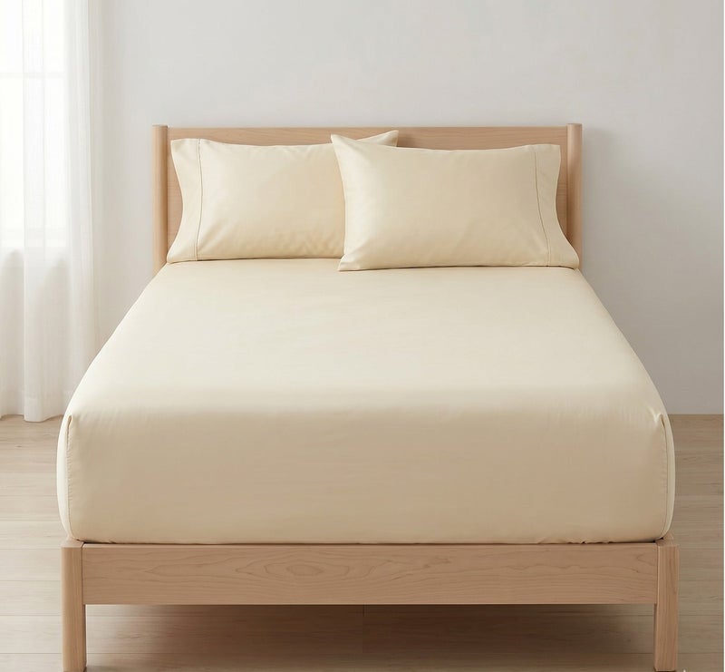 Comfy Creamy Beige Fitted Bed Linen Set (3 Pieces) - 120 cm - Image 3