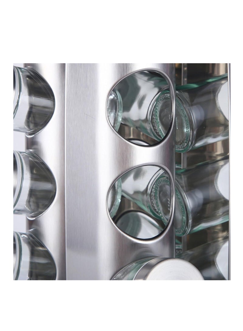 ELTRAZONE Revolving Spice Rack Organizer With Jars, Spice Organizer For Cabinets Countertop, Stainless Steel Seasoning Organizer For Easy Mess Free Transfer (Color : A, Size : 16 Jars) - Image 4