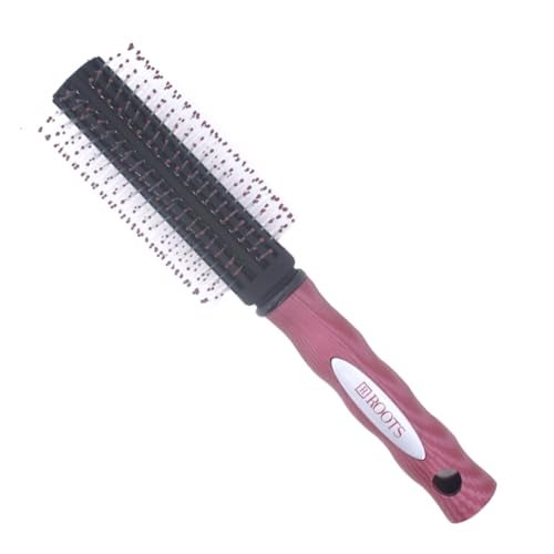 ROOTS Truglam Pink Round Hair Brush | Soft Tip Flexible Bristles | Prevent Scalp Scraping & Cuticle Damage | For All Hair Types | For Men & Women | Length - 9.13 Inch, Model No - RLV13 - Image 1
