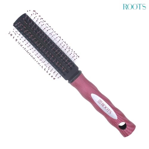 ROOTS Truglam Pink Round Hair Brush | Soft Tip Flexible Bristles | Prevent Scalp Scraping & Cuticle Damage | For All Hair Types | For Men & Women | Length - 9.13 Inch, Model No - RLV13 - Image 2