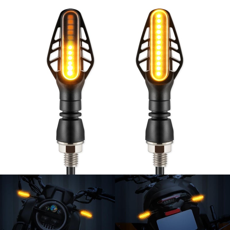 iFunyLED 2PCS Flowing Sequential Motorcycle LED Turn Signals12V Super Bright Mini Cobra Appearance LED BlinkersFit for Harley Honda KTM Kawasaki Suzuki Yamaha Amber - Image 3